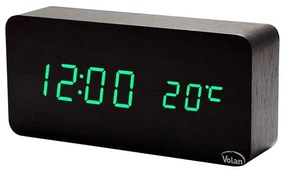 Zegar budzik drewniany elektroniczny cyfrowy led stojący - termometr + data