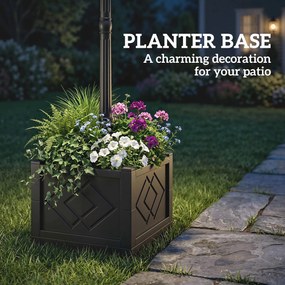 Outsunny Lampa Solarna Stojąca z Donicą 195 cm Zewnętrzna Latarnia Ogrodowa z 2 Poziomami Jasności Czujnik Światła IP44 | Aosom PL