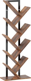 HOMCOM Regał stojący z 9 poziomami, wąski regał w kształcie drzewa do biura, rustykalny brązowy