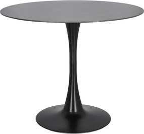 Stół na jednej nodze z marmurowym blatem Skinny Premium Stone Black 90