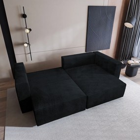Masseno Narożnik NERIO z funkcją spania i pojemnikiem na pościel Narozniki L, Rozkładana sofa - Czarny, TILIA 100