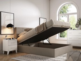 Stelaż ze skrzynią 140 x 190 cm - Beżowa tapicerka - CENOVAS marki YSMÉE