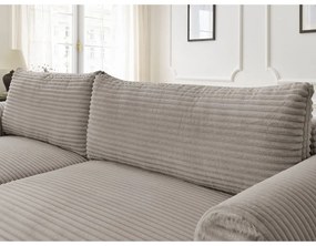 Jasnoszarobeżowy sztruksowy rozkładany narożnik (lewostronny) Lucien – Bobochic Paris