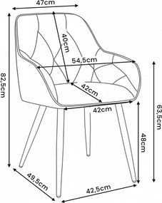 Zestaw 2 jasnoszarych krzeseł tapicerowanych welurem - Lorviano