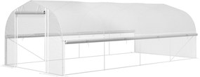 Outsunny Szklarnia 6x3x2 m, z 8 oknami, drzwiami, siatkami przeciw owadom, metalową ramą, Biały