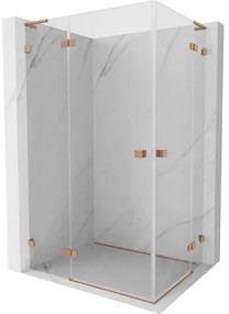 Mexen Lunar L Duo kabina prysznicowa uchylna lewa 115 x 75 cm, transparent, miedź szczotkowana - 834L-115L-075P-65-00