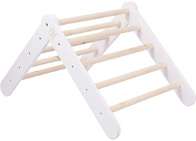 Domek z drabinką dla dzieci 60x61 cm składaną do pokoju. drewno, len, wiskoza, różowy domek, biała drabinka. - meowbaby®