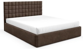 Brązowe łóżko z tapicerowanym zagłówkiem P9-H77