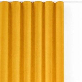 Musztardowa aksamitna zasłona częściowo zaciemniająca (dimout) 530x270 cm Velto – Filumi