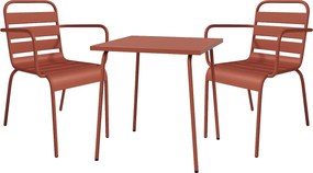 Metalowy zestaw ogrodowy - stół o dł. 70 cm i 2 składane fotele - Terakota - MIRMANDE od MYLIA
