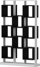 Nowoczesny regał na książki – 120 cm x 188 cm x 29,5 cm – czarno-biały – płyta wiórowa pokryta melaminą