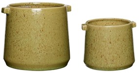 Zestaw 2 zielonych ceramicznych doniczek Hübsch Herb