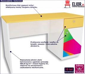 Białe biurko dla dziecka Elif 2X - 3 kolory