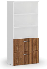 Szafa z szufladami na teczki zawieszkowe PRIMO WHITE, 800 x 420 x 1781 mm, biały/orzech