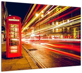Obraz na szkle - czerwona budka telefoniczna w Londynie (70x50 cm)