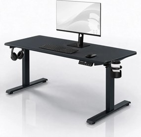 Biurko elektryczne z regulacją wysokości ergonomiczne antracytowe,1600x800 mm: ARIA