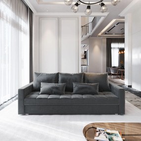 Masseno Sofa SIRO z funkcją spania i pojemnikiem na pościel, Rozkładana sofa - Szary, PAROS 06
