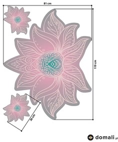 Naklejki na ścianę - Lotosowa mandala szaro - różowa