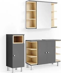 Zestaw mebli łazienkowych antracyt 79.6x32x64 aquis