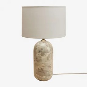 Lampa Stołowa Z Naturalnego Kamienia Yalvira Glendy Białe Ø30 Cm - ↑20 Cm & Marmur Beżowy Panther - Sklum