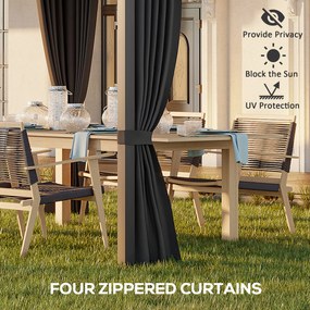 Outsunny Altana Ogrodowa 365x255x205cm z Przesuwnym Dachem i Zasłonami Aluminiowa Rama Ciemnoszara Elegancka | Aosom PL