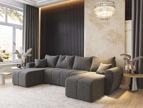 Masseno Narożnik MADISON z funkcją spania i pojemnikiem na pościel Narozniki U, Rozkładana sofa - Jasnoszary, SAWANA 21