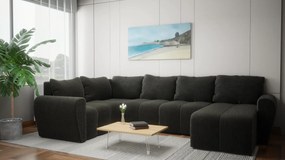 Narożnik w kształcie U, nowoczesny design, Bueno XL, niebieski - Lincoln 77, prawy