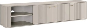 Szafka RTV wisząca Vesper 187 cm trzydrzwiowa - kaszmir / złote uchwyty