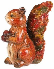 Jesienna dekoracja Wiewiórka z orzechem, 12 x 7 x13 cm, ceramika