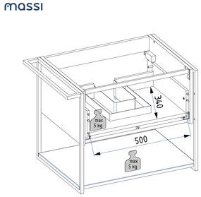 Szafka łazienkowa wisząca zielona loftowa 60 x 45 cm z umywalką z otworem VALO