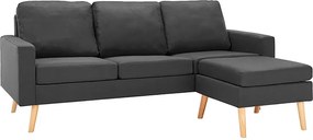 3-osobowa ciemnoszara sofa z podnóżkiem K5-S14