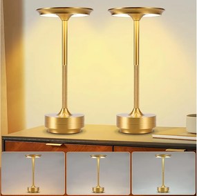 Nettlife Bezprzewodowa, zasilana bateryjnie lampka nocna – ściemnialna, dotykowa lampa stołowa LED, zestaw 2 sztuk z akumulatorem USB