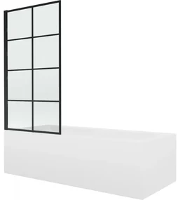 Mexen Vega wanna prostokątna 170 x 70 cm z obudową i parawanem 1-skrzydłowym 80 cm, czarny wzór fix - 550117070X9308007077