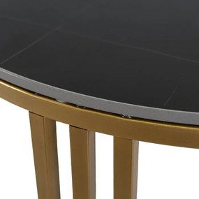 Stolik Kawowy KORIN 70 cm Czarny Marmur/Złoty Glamour