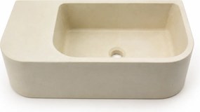Massi Umywalka betonowa wisząca z półką 65 x 30 cm LARMO Maślany żółty : Kolor - Maślany żółty, Typ montażu - podwieszana