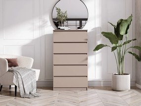 Komoda: 5 szuflad, karmelowa, 70 x 124 x 39 cm