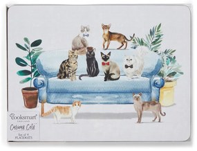 Zestaw 4 korkowych mat stołowych 21.5x29 cm Cooksmart ® Curious Cats