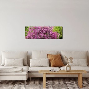 Obraz kwitnącego drzewa na łące (z zegarem) (90x30 cm)