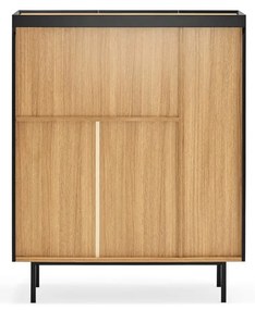 Czarna wysoka komoda w dekorze dębu 95x120 cm Arista – Teulat