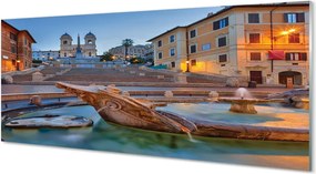 Panel Szklany Rzymska Fontanna o Zmierzchu