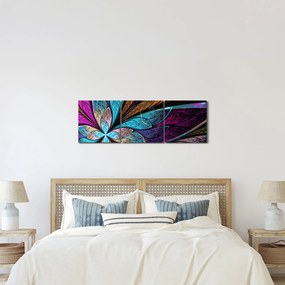Obraz - Abstrakcja, kwiat (z zegarem) (90x30 cm)