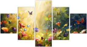 Obraz - Wiosenna łąka kwiatowa, malarstwo (125x70 cm)