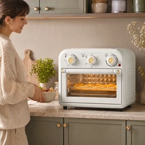 HOMCOM Frytkownica na gorące powietrze 12 l Mini piekarnik z termoobiegiem, 5 programów, blacha i kosz, 1200 W, nadaje się do zmywarki | Aosom PL