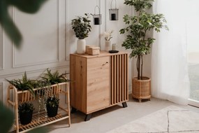 Dwudrzwiowa komoda z lamelami Medan 2D dąb artisan/antracyt
