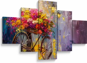 Obraz - Koło z kwiatami (125x70 cm)