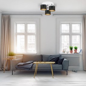 Lampa sufitowa biała trzypunktowa z czarnymi abażurami B-3030WE-SC E27