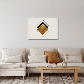 Obraz na szkle - Abstrakcja złoto-biała N⁰1 (70x50 cm)