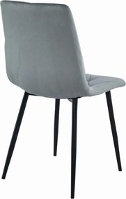 PROMOCJA Szare aksamitne krzesło jadalniane LIBRA z czarnymi nogami II gatunek