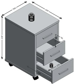 Kremowa mobilna szafka pod biurko - Rostea