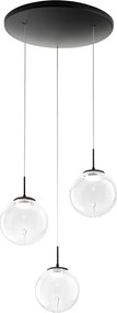 Ariel - Fabas Luce 3-lampowa okrągła lampa wisząca - 21W ściemnialna dioda LED - Przezroczysta okrągła rozeta sufitowa śr. 35 cm